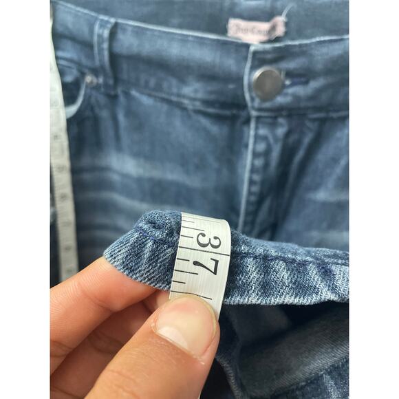 Juicy Couture Y2k  Woman Distressed Denim Rhinestones SZ 14 - Picture 5 of 8